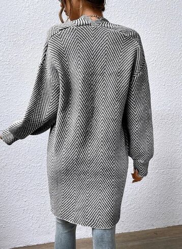 Sidefeel Womens 2025 Fall Outfits Long Sleeve Open Pront Striped Cardigan Subsiting Chevron Chunky Coatters Coat Coat in Kuwait