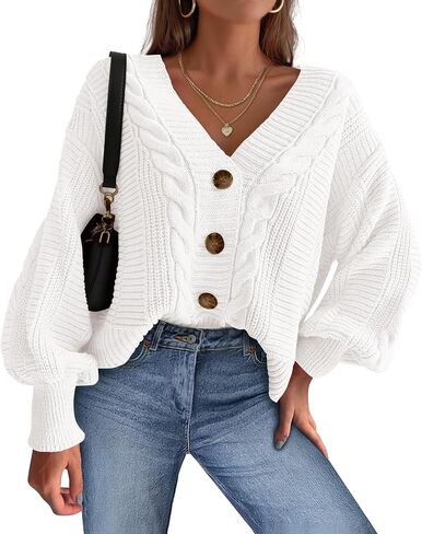 سترات Dowerme Cardigan للنساء Fall Fashion 2025 V الرقبة طويلة الأكمام مكتنزة كابل سترات نسبات متماسكة فضفاضة ملابس خارجية in Kuwait