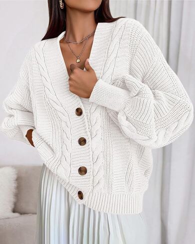 سترات Dowerme Cardigan للنساء Fall Fashion 2025 V الرقبة طويلة الأكمام مكتنزة كابل سترات نسبات متماسكة فضفاضة ملابس خارجية in Kuwait