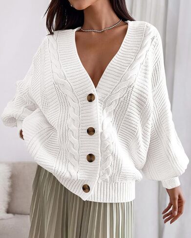 سترات Dowerme Cardigan للنساء Fall Fashion 2025 V الرقبة طويلة الأكمام مكتنزة كابل سترات نسبات متماسكة فضفاضة ملابس خارجية in Kuwait