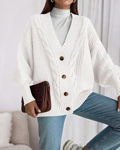 سترات Dowerme Cardigan للنساء Fall Fashion 2025 V الرقبة طويلة الأكمام مكتنزة كابل سترات نسبات متماسكة فضفاضة ملابس خارجية in Kuwait