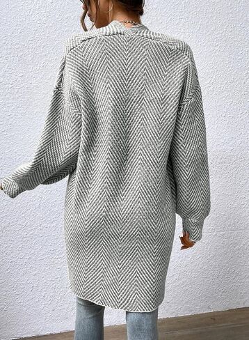 Sidefeel Womens 2025 Fall Outfits Long Sleeve Open Pront Striped Cardigan Subsiting Chevron Chunky Coatters Coat Coat in Kuwait