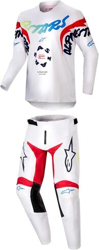 Alpinestars Racer Hana White/Multicolor Youth Moto Gear Set - Pant and Jersey Combo in Kuwait