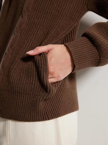 SUUKSESS Women Chunky Knit Cashmere Sweaters Zip up Oversized Hoodies Cardigan with Pockets Long Sleeve Fall Outerwear in Saudi Arabia