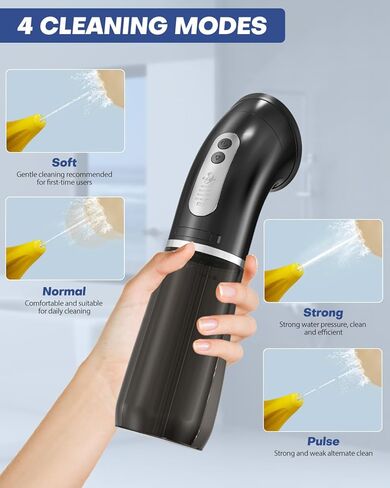 نظافة الأذن الكهربائية التي تمت ترقيتها ، وإزالة شمع الأذن مع تصميم خزان المياه المزدوج 250 مل ، و 4 ضغوط ماء للتنظيف القوي ، و 8 سمات أذن ناعمة ، وشحن USB ، و IPX7 لاتخاذ شمع الأذن الآمن والفعال (الأسود) in Kuwait