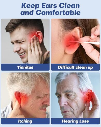 نظافة الأذن الكهربائية التي تمت ترقيتها ، وإزالة شمع الأذن مع تصميم خزان المياه المزدوج 250 مل ، و 4 ضغوط ماء للتنظيف القوي ، و 8 سمات أذن ناعمة ، وشحن USB ، و IPX7 لاتخاذ شمع الأذن الآمن والفعال (الأسود) in Kuwait