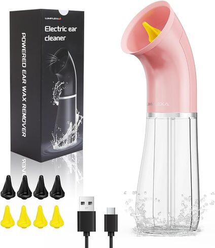 Upgraded Electric Ear Cleaner,Earwax Removal with 250ML Dual Water Tank Design,4 Water Pressures for Powerful Cleaning,8 Soft Earbuds,USB Charging,IPX7 for Safe and Effective Earwax Flushing(Black) in Kuwait