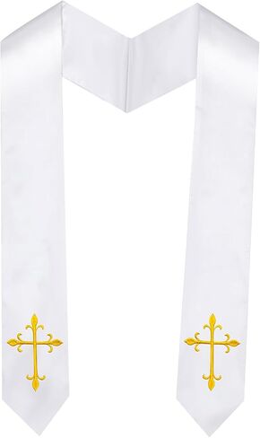 Choir Stole with Cross Church Choir Costume for Men & Women, Clergy Stole for Christmas, Halloween Role Play, 70" in Saudi Arabia