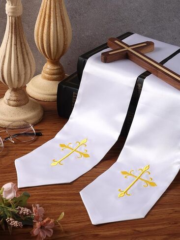 Choir Stole with Cross Church Choir Costume for Men & Women, Clergy Stole for Christmas, Halloween Role Play, 70" in Saudi Arabia