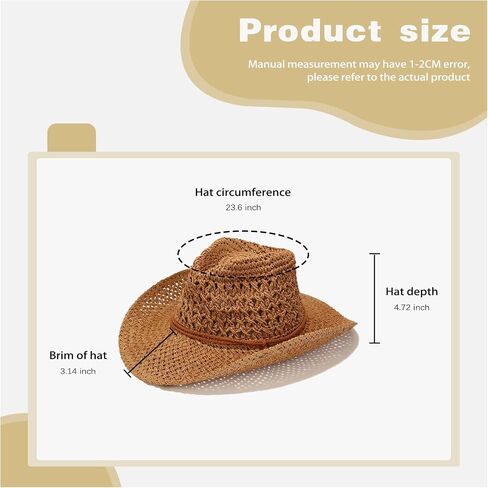 Women Men Straw Cowboy Hats Western Cowgirl Hat Foldable Wide Brim Cowboy Hat Travel Vacation Beach Sun Hats in Saudi Arabia