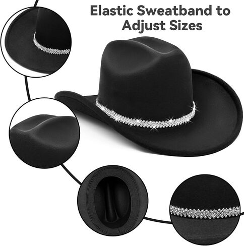 Cowboy Hat,Cowgirl hat,Cowboy Hats White/Black Western Cowgirl Hats for Women/Men in Kuwait