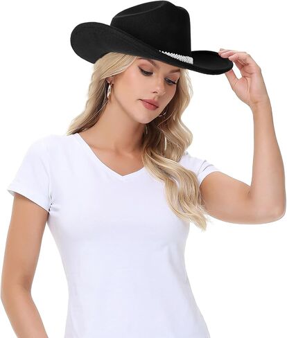 Cowboy Hat,Cowgirl hat,Cowboy Hats White/Black Western Cowgirl Hats for Women/Men in Kuwait