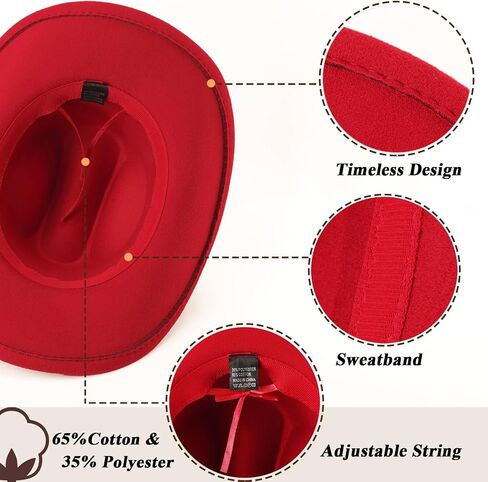 DRESHOW Western Cowboy Hat for Women and Men Wide Brim Glitter Cowboy Cowgirl Hat with Rhinestone Felt Fedora Hats in Saudi Arabia