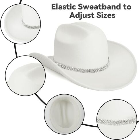 Cowboy Hat,Cowgirl hat,Cowboy Hats White/Black Western Cowgirl Hats for Women/Men in Kuwait