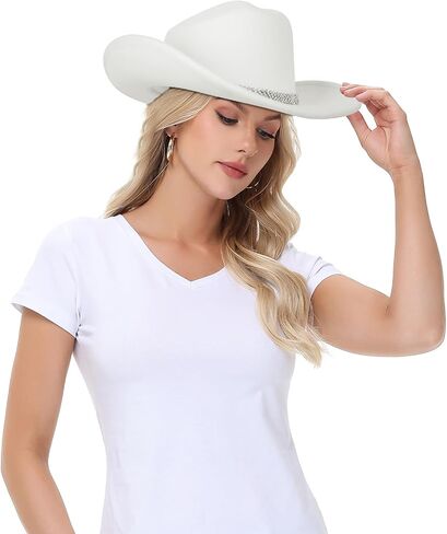 Cowboy Hat,Cowgirl hat,Cowboy Hats White/Black Western Cowgirl Hats for Women/Men in Kuwait