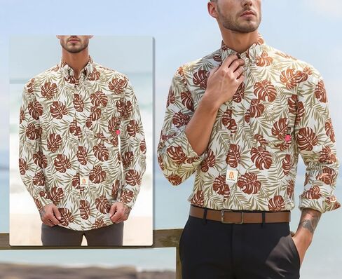 BOCOMAL FR Shirts Printed Paisley/Hawaii Lightweight Pearl Snaps/Button Down Flame Resistant NFPA2112 CAT2 Work Shirt in Saudi Arabia