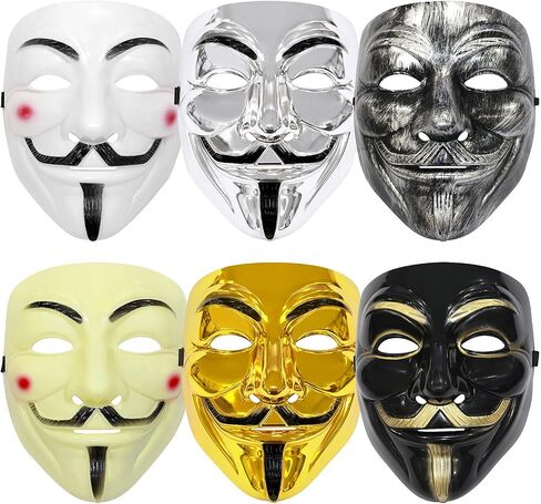6 Pack V for Vendetta Mask ، Guy Fawkes Quality Anonymous Hacker Cosplay Party Mask ، Halloween ، Carnival ، Massion Partys in Saudi Arabia
