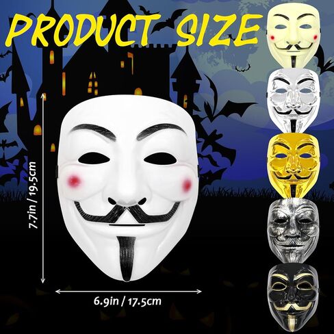 6 Pack V for Vendetta Mask ، Guy Fawkes Quality Anonymous Hacker Cosplay Party Mask ، Halloween ، Carnival ، Massion Partys in Saudi Arabia