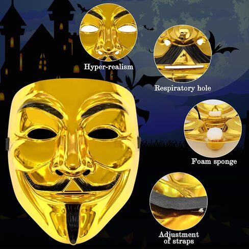 6 Pack V for Vendetta Mask ، Guy Fawkes Quality Anonymous Hacker Cosplay Party Mask ، Halloween ، Carnival ، Massion Partys in Saudi Arabia