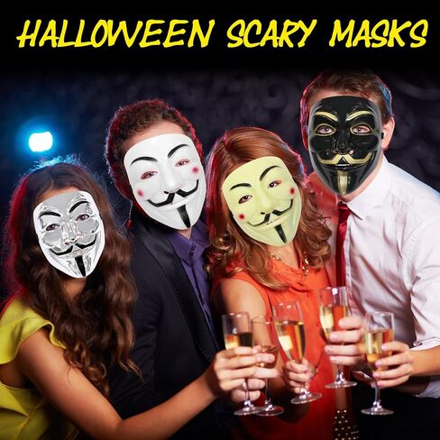 6 Pack V for Vendetta Mask ، Guy Fawkes Quality Anonymous Hacker Cosplay Party Mask ، Halloween ، Carnival ، Massion Partys in Saudi Arabia