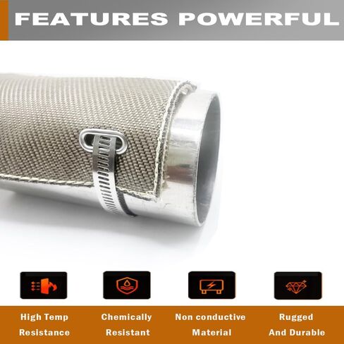 6 "× 12" عادم درع العادم درع حرارة أنابيب التيتانيوم مع مشابك من الفولاذ المقاوم للصدأ من تصميم المواد بحرارة حتى 1350 درجة فهرنهايت يحمي المكونات الحساسة للحرارة والخراطيم in Kuwait