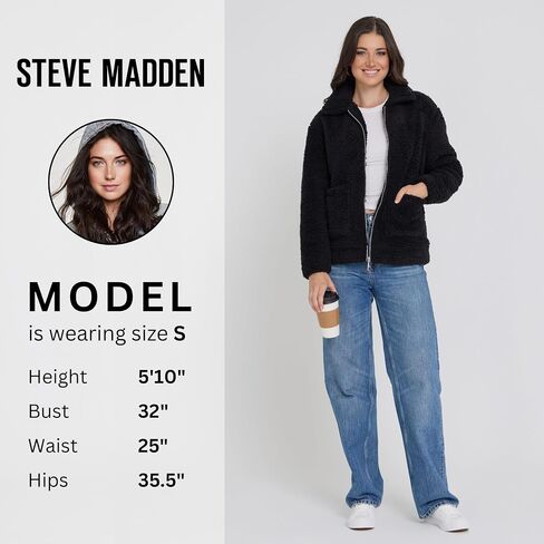 Steve Madden Sherpa Jacket Women - Oversized Faux Fur Winter Coats for Women, Shearling Fleece Winter Jacket in Saudi Arabia