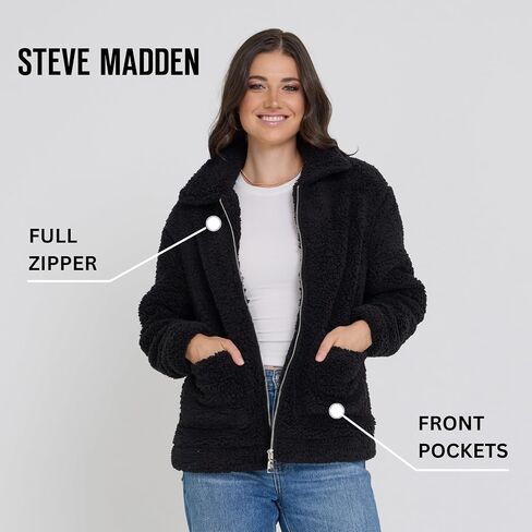 Steve Madden Sherpa Jacket Women - Oversized Faux Fur Winter Coats for Women, Shearling Fleece Winter Jacket in Saudi Arabia