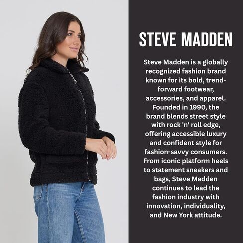 Steve Madden Sherpa Jacket Women - Oversized Faux Fur Winter Coats for Women, Shearling Fleece Winter Jacket in Saudi Arabia