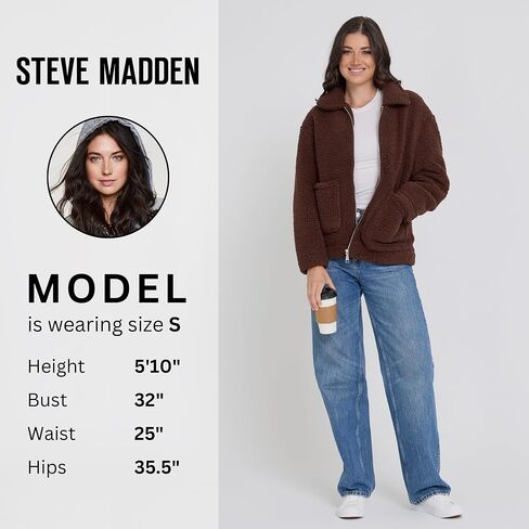Steve Madden Sherpa Jacket Women - Oversized Faux Fur Winter Coats for Women, Shearling Fleece Winter Jacket in Saudi Arabia
