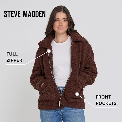 Steve Madden Sherpa Jacket Women - Oversized Faux Fur Winter Coats for Women, Shearling Fleece Winter Jacket in Saudi Arabia
