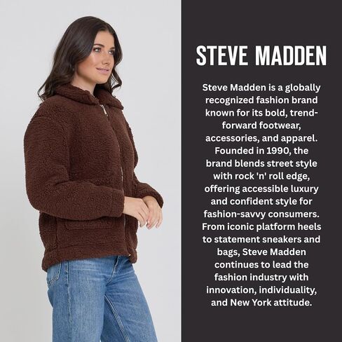 Steve Madden Sherpa Jacket Women - Oversized Faux Fur Winter Coats for Women, Shearling Fleece Winter Jacket in Saudi Arabia