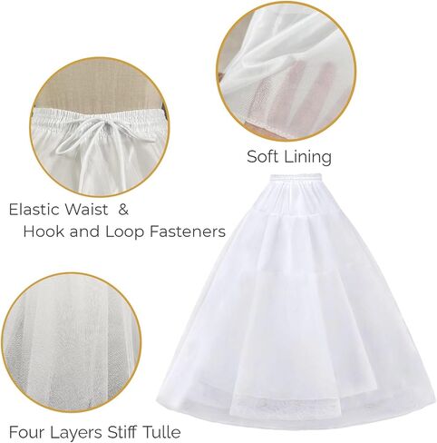 Hoopless Petticoat Crinoline Women's A-line Tulle Underskirt Slip for Bridal Wedding Dress Quinceanera Dresses in Saudi Arabia