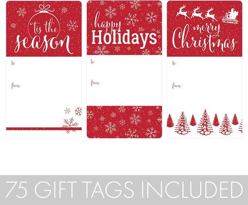Red and Green Christmas Gift Tags, Self-Adhesive Stickers – 75 Labels, Retro Ornaments and Geometric Holiday Gift Wrap Tags in Saudi Arabia