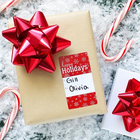 Red and Green Christmas Gift Tags, Self-Adhesive Stickers – 75 Labels, Retro Ornaments and Geometric Holiday Gift Wrap Tags in Saudi Arabia