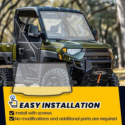 Hecasa Full Windshield متوافق مع 2015-2025 Polaris Ranger 500 /570 Midsize Profit Cage UTV الزجاج الأمامي in Saudi Arabia