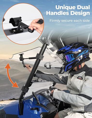 Kemimoto 3-in-1 UTV Flip Windshield متوافق مع Kawasaki Mule Pro Fxt FX DXT DX 2015-2025 ، مقاوم للخدش 1/4 بوصة مع مقابض مزدوجة ، نافذة أمامية صافية صلبة in Kuwait