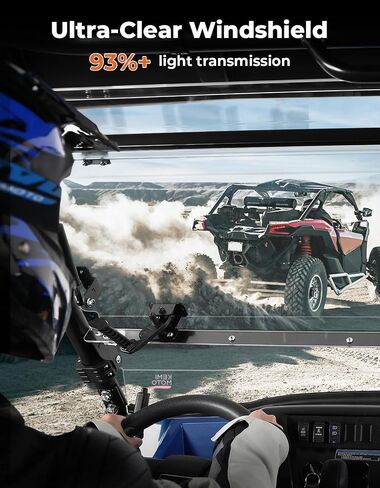Kemimoto 3-in-1 UTV Flip Windshield متوافق مع Kawasaki Mule Pro Fxt FX DXT DX 2015-2025 ، مقاوم للخدش 1/4 بوصة مع مقابض مزدوجة ، نافذة أمامية صافية صلبة in Kuwait