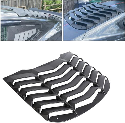 ECOTRIC Rear Window Louvers Scoop Cover Compatible with 2015-2023 Ford Mustang Windshield Sun Shade Cover Vent GT Lambo Style Matte Black Plastic in Saudi Arabia