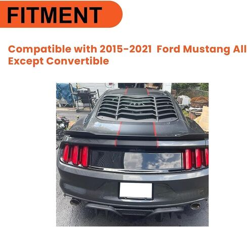 ECOTRIC Rear Window Louvers Scoop Cover Compatible with 2015-2023 Ford Mustang Windshield Sun Shade Cover Vent GT Lambo Style Matte Black Plastic in Saudi Arabia