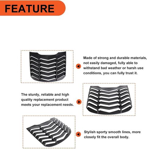 ECOTRIC Rear Window Louvers Scoop Cover Compatible with 2015-2023 Ford Mustang Windshield Sun Shade Cover Vent GT Lambo Style Matte Black Plastic in Saudi Arabia