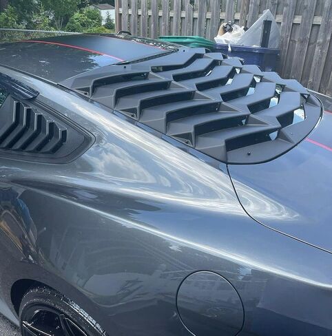 ECOTRIC Rear Window Louvers Scoop Cover Compatible with 2015-2023 Ford Mustang Windshield Sun Shade Cover Vent GT Lambo Style Matte Black Plastic in Saudi Arabia