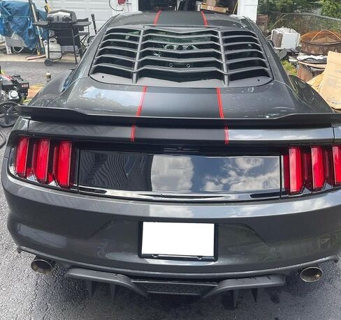 ECOTRIC Rear Window Louvers Scoop Cover Compatible with 2015-2023 Ford Mustang Windshield Sun Shade Cover Vent GT Lambo Style Matte Black Plastic in Saudi Arabia