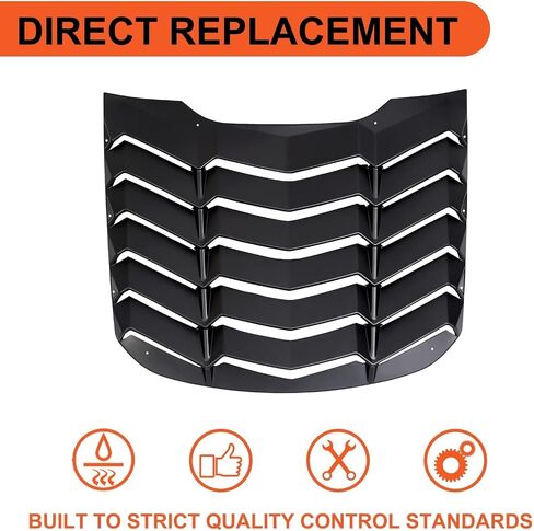 ECOTRIC Rear Window Louvers Scoop Cover Compatible with 2015-2023 Ford Mustang Windshield Sun Shade Cover Vent GT Lambo Style Matte Black Plastic in Saudi Arabia