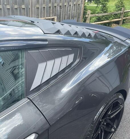 ECOTRIC Rear Window Louvers Scoop Cover Compatible with 2015-2023 Ford Mustang Windshield Sun Shade Cover Vent GT Lambo Style Matte Black Plastic in Saudi Arabia