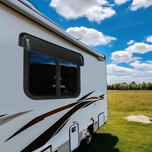 RV Window Rain Deflector و Sun Blade ، RV Window Blade Rain Snroof Difflector يناسب 18-21 بوصة العربة العربة المنزلق والنوافذ الرأسية ، وينحرف عن المطر والشمس لنوافذ العربة in Saudi Arabia