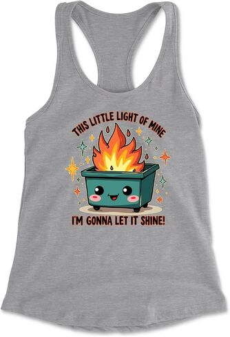 This Little Light of Mine Dumpster Fire Smile Face Racerback Tank Top for Women, Soft, Flattering Fit in Saudi Arabia