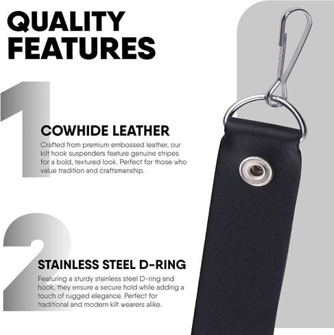 EZE Sporran Hangers Suspenders Straps- Pair Of Celtic Embossed & Plain Genuine Leather Suspenders with Metal D-Ring & Hook in Saudi Arabia