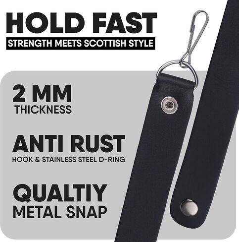 EZE Sporran Hangers Suspenders Straps- Pair Of Celtic Embossed & Plain Genuine Leather Suspenders with Metal D-Ring & Hook in Saudi Arabia