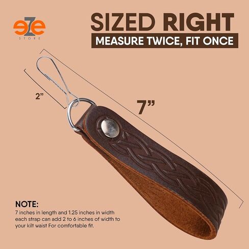 EZE Sporran Hangers Suspenders Straps- Pair Of Celtic Embossed & Plain Genuine Leather Suspenders with Metal D-Ring & Hook in Saudi Arabia