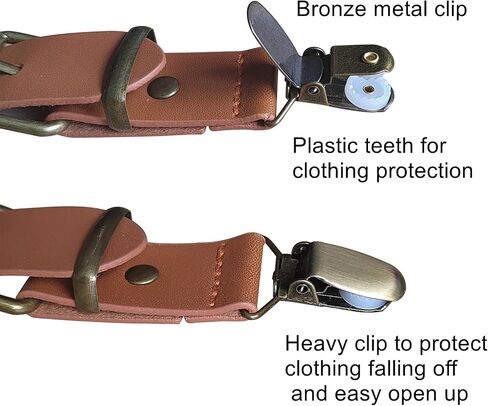 Brown Suspenders for Men Lengthen Braces Bronze Metal Clip, 49" Elastic Adjustable Y-Sharp Straps Tall Men's Suspenders Wedding Party in Saudi Arabia
